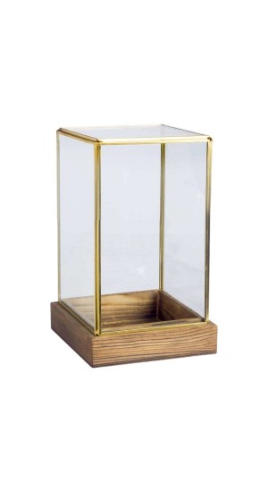 WOODEN BASE WITH SQUARE GLASS 11Χ12Χ21CΜ