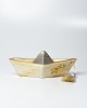Ceramic boat made in Greece with metal element olive Table Charms
