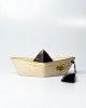 Ceramic boat made in Greece with metallic element beige black Table Charms
