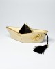 Ceramic boat made in Greece with metallic element beige black Table Charms