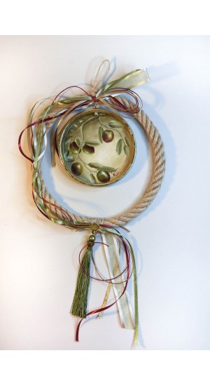 Ceramic pendant with olive branch design