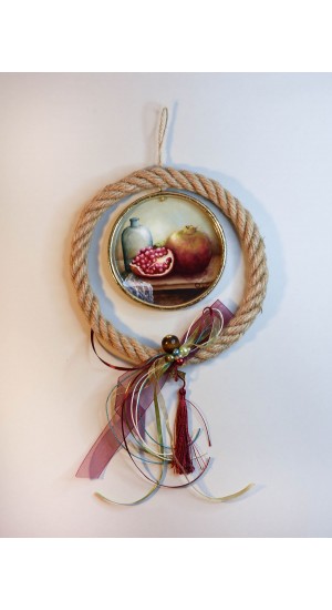 Ceramic pendant charm with pomegranate design
