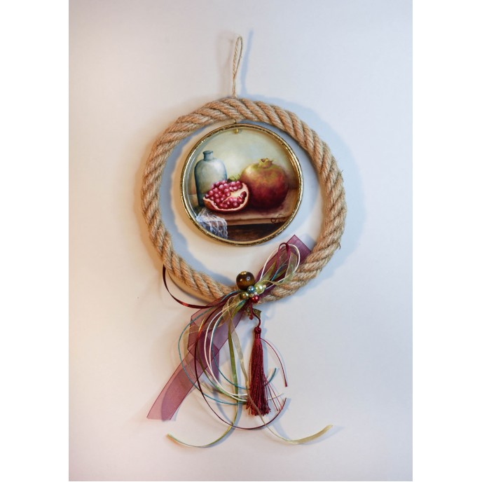Ceramic pendant charm with pomegranate design Pendants