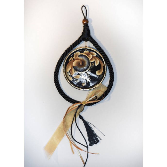Ceramic charm hanging with rope and BLACK eye design Pendants