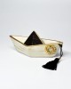 Ceramic boat made in Greece with metal element wreath black beige
