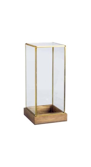 WOODEN BASE WITH SQUARE GLASS 15Χ15Χ30CΜ