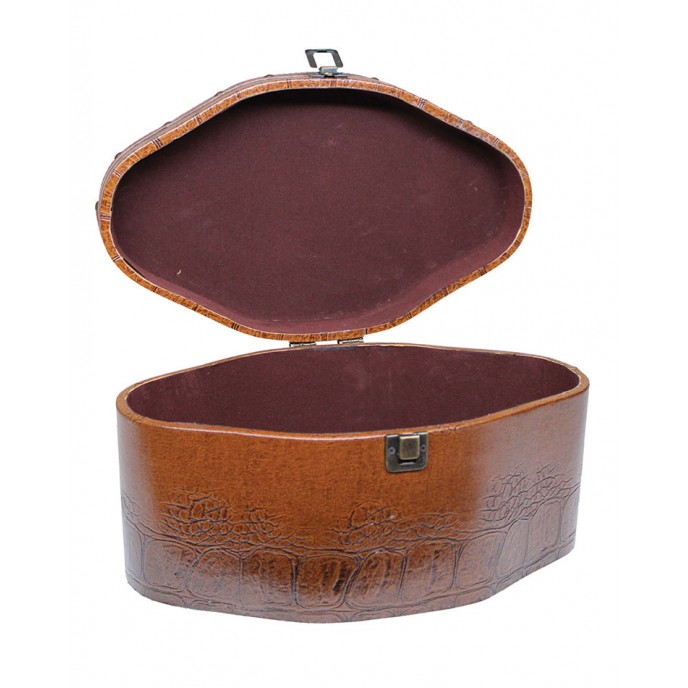 WOODEN TRUNK WITH LEATHER OVAL 29X17X13cm Boxes – Jewel Cases