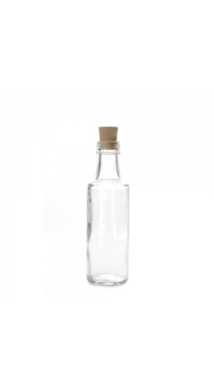  ROUND CLEAR GLASS BOTTLE WITH CORK 100ML 4Χ15CM