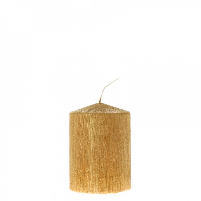  GOLD SCRATCHED PILLAR CANDLE 7X10CM 