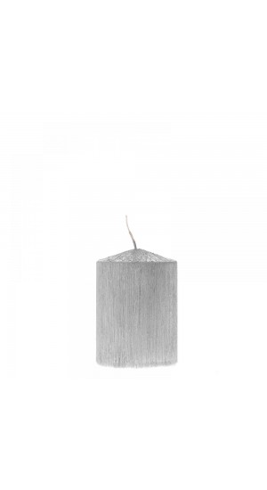  SILVER SCRATCHED PILLAR CANDLE 7X10CM
