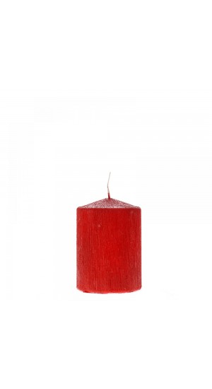  RED SCRATCHED PILLAR CANDLE 7X10CM
