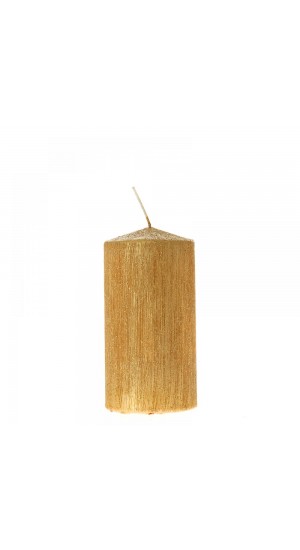  GOLD SCRATCHED PILLAR CANDLE 7X14CM