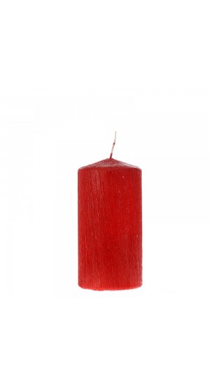 RED SCRATCHED PILLAR CANDLE 7X14CM