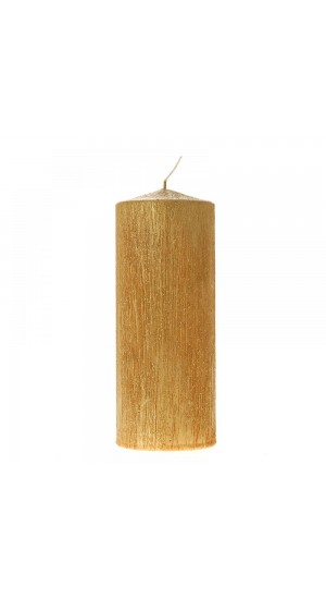  GOLD SCRATCHED PILLAR CANDLE 7X18CM