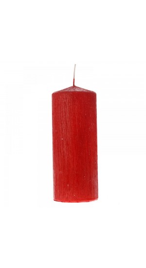  RED SCRATCHED PILLAR CANDLE 7X18CM