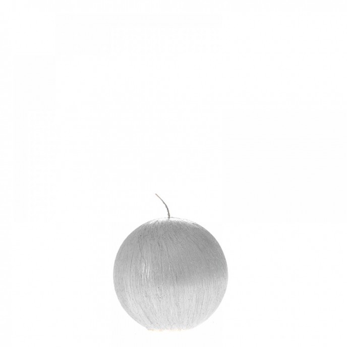  SILVER SCRATCHED SPHERE CANDLE 8CM 