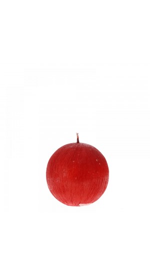  RED SCRATCHED SPHERE CANDLE 10CM