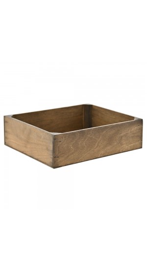  WOODEN CRATE FULLY ASSEMBLED AND DYED BROWN 32X25X9CM