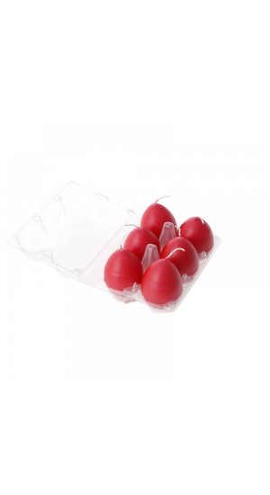  CANDLE EGG RED SET 6 6cm
