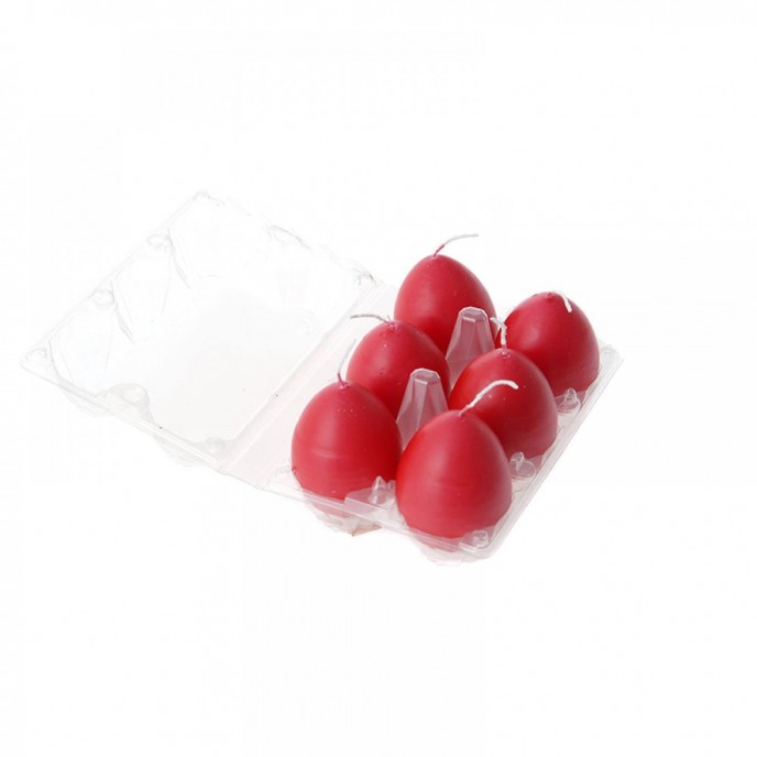  CANDLE EGG RED SET 6 6cm 