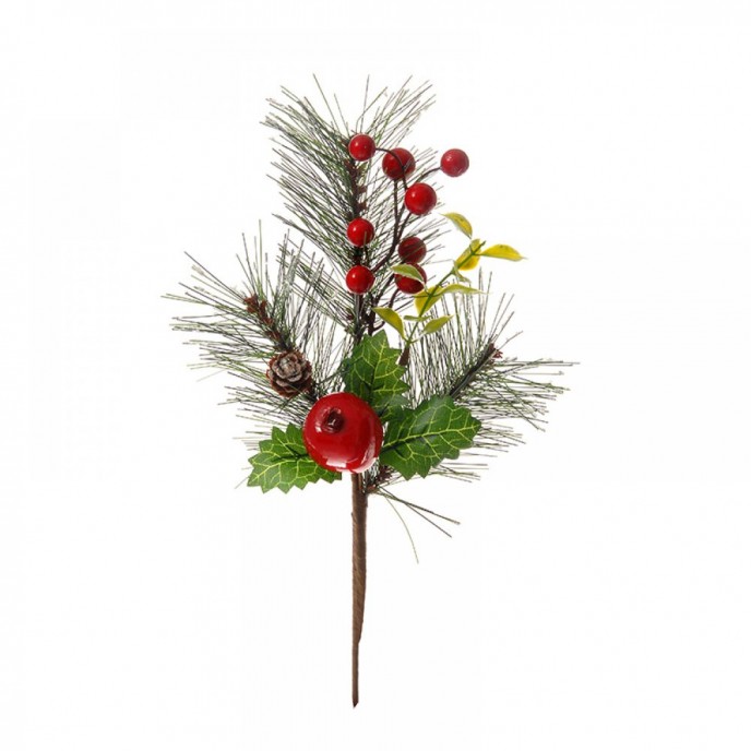  XMAS PICK 33CM RED POMEGRANATE AND GREENERY 
