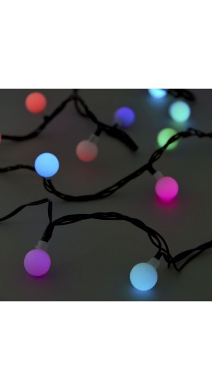  40LED BALL 2CM STRING LIGHTS GREEN MULTI COLOURED 4M CONNECTABLE OUTDOOR