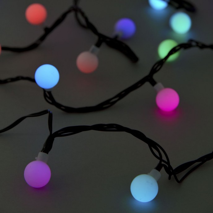  40LED BALL 2CM STRING LIGHTS GREEN MULTI COLOURED 4M CONNECTABLE OUTDOOR 