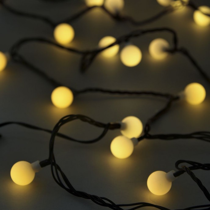  40LED BALL 2CM STRING LIGHTS GREEN WHITE 4M CONNECTABLE OUTDOOR 
