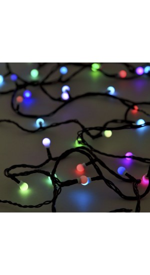  60LED BALL 1CM STRING LIGHTS GREEN MULTI COLOURED 6M CONNECTABLE OUTDOOR