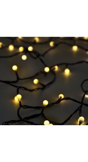  60LED BALL 1CM STRING LIGHTS GREEN WHITE 6M CONNECTABLE OUTDOOR