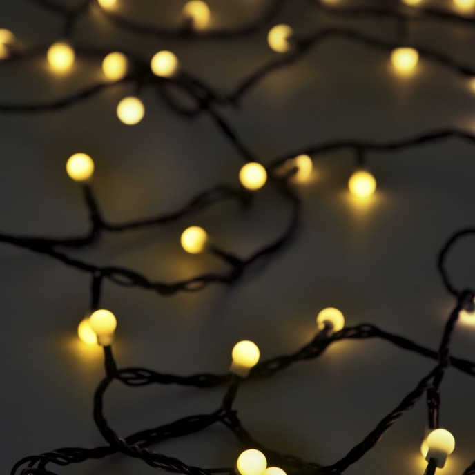  60LED BALL 1CM STRING LIGHTS GREEN WHITE 6M CONNECTABLE OUTDOOR 
