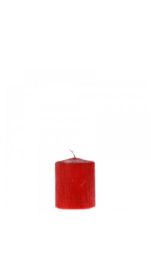  RED SCRATCHED PILLAR CANDLE 6X8CM
