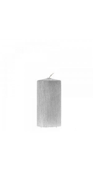  SILVER SCRATCHED PILLAR CANDLE 6X12CM