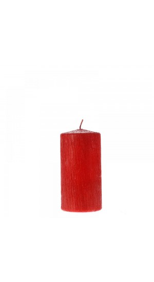  RED SCRATCHED PILLAR CANDLE 6X12CM