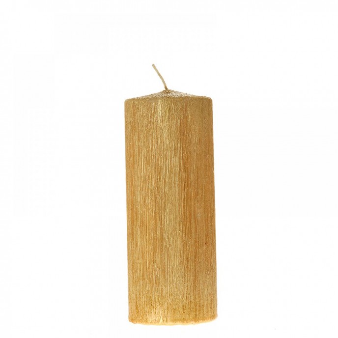  GOLD SCRATCHED PILLAR CANDLE 6X16CM 