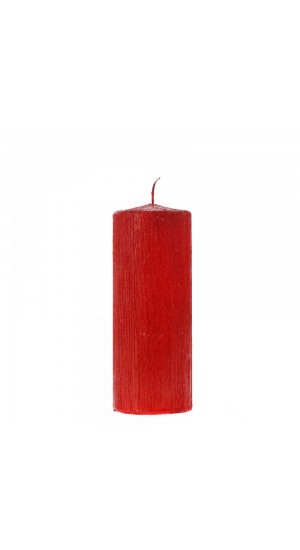  RED SCRATCHED PILLAR CANDLE 6X16CM
