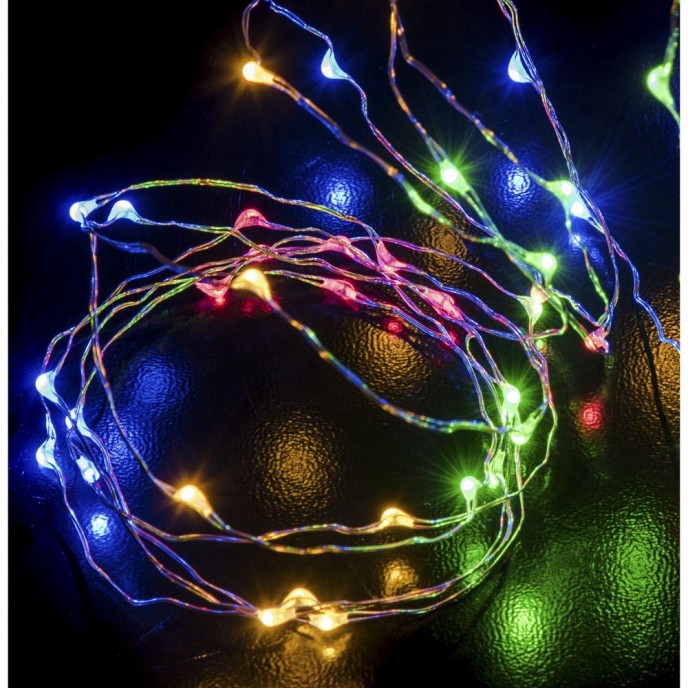  100 COPPER WIRE STRING LIGHTS SILVER WIRE MULTI COLOURED 8FUNCTIONS 5M OUTDOOR 