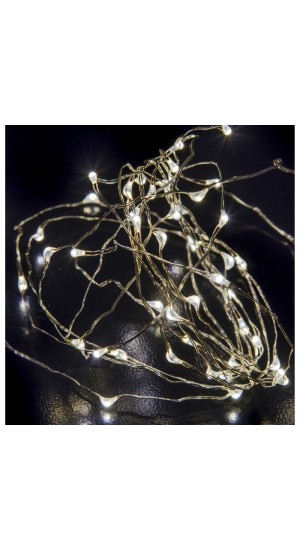  100LED COPPER WIRE STRING LIGHTS SILVER WHITE 8FUNCTIONS 10M OUTDOOR