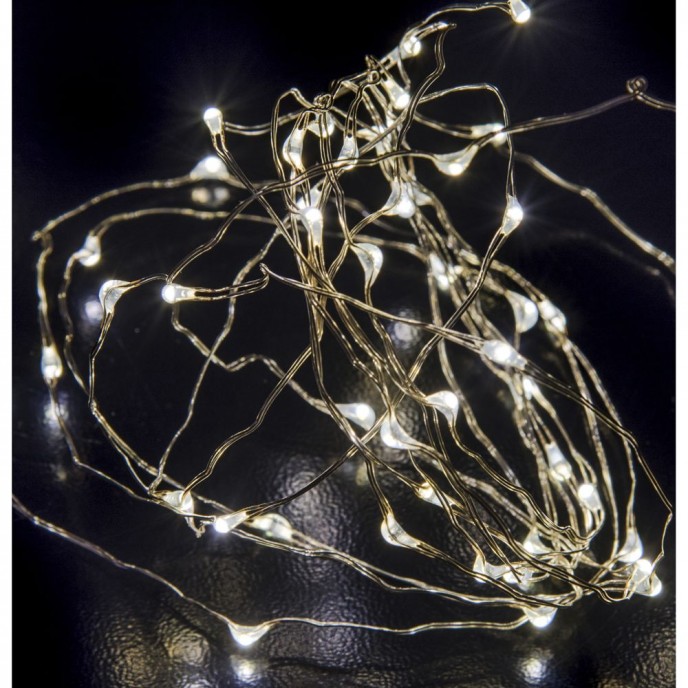  100 COPPER WIRE STRING LIGHTS SILVER WHITE 8FUNCTIONS 10M OUTDOOR 