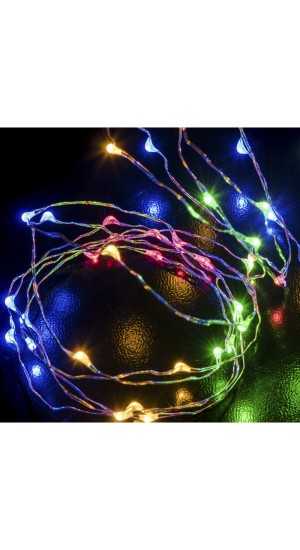  50LED COPPER WIRE 50LED BATERRY STRING LIGHT SILVER MULTI COLORED STEADY 2.5M