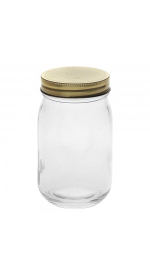  CLEAR GLASS JAR WITH GOLD ALUMINIUM CREW CAP 6X13,5CM