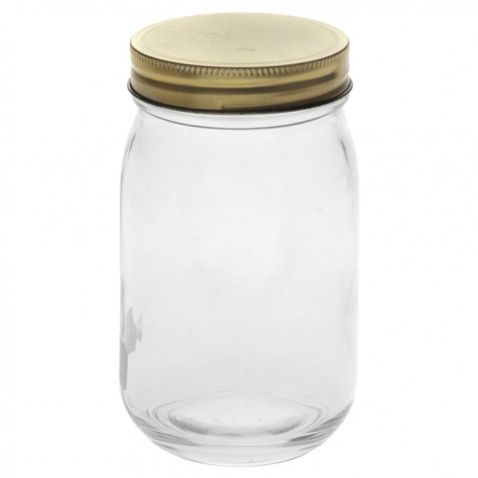  CLEAR GLASS JAR WITH GOLD LID 6X13,5CM 