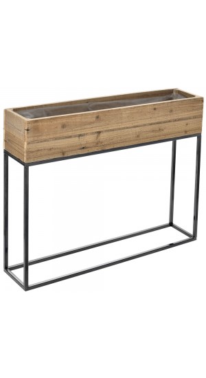  WOODEN PLANTER ON METAL STAND 80X16X62