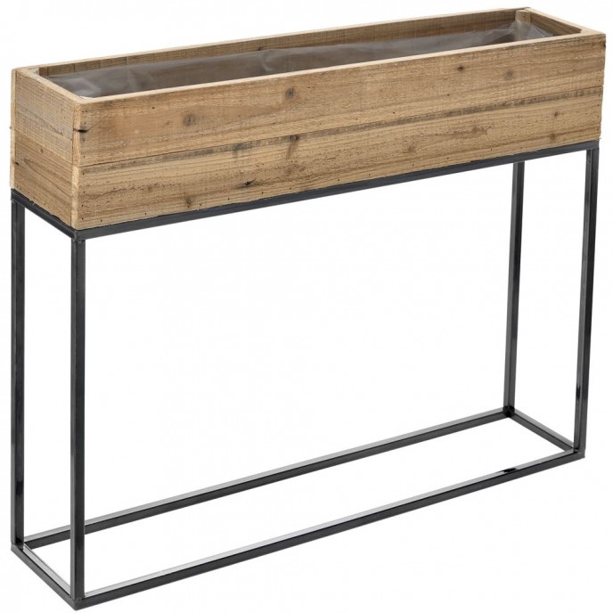  WOODEN PLANTER ON METAL STAND 80X16X62 