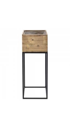  WOODEN PLANTER ON METAL STAND 28X28X75
