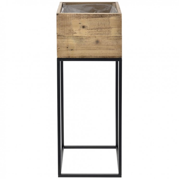  WOODEN PLANTER ON METAL STAND 28X28X75 