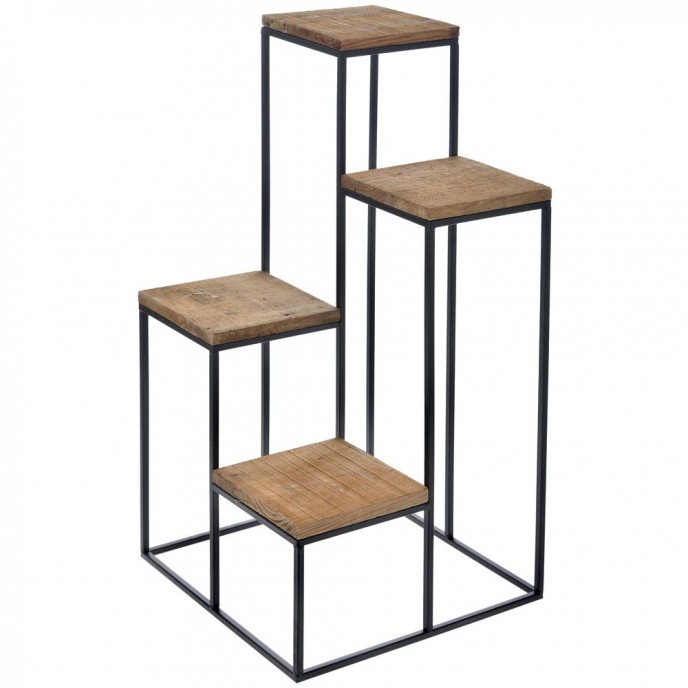  METAL STAND 34X34X67 W WOODEN SHELVES 