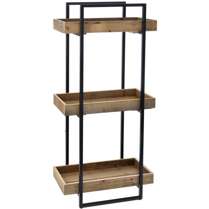  METAL STAND 50X29X111CM WITH 3 WOODEN SHELVES