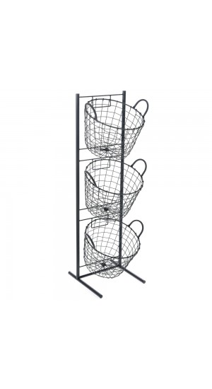  METAL STAND WITH 3 METAL BASKETS 40X38X114CM