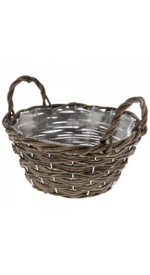  NATURAL WILLOW BASKET W PLASTIC LINING 20X9CM